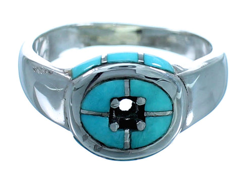 Sterling Silver Turquoise Inlay Southwest Ring Size 6 RX114145